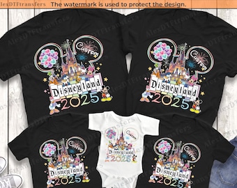 Disneyland 2025 familieshirts, aangepaste Disney comfort kleuren shirts, Disney 2025 familie shirts, Disneyworld shirts, Magic Kingdom shirts