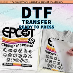 Retro Epcot Logo DTF Transfer, Disney Epcot dtf bereit zum Pressen, Print on Demand, Disney Epcot Shirts Dtf, Disney Print, Epcot Trinkshirt
