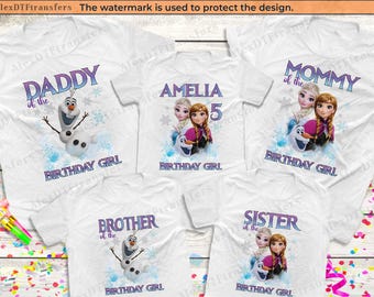Maglietta personalizzata per il compleanno della famiglia di Frozen, maglietta per il compleanno della principessa Elsa e Anna, maglietta per il compleanno della bambina Disney, magliette per il compleanno Disney