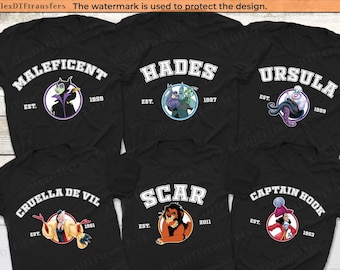 Camisetas de personajes de villanos de Disney, camisetas de Halloween de villanos de Disney, Maléfica, Reina Malvada, Úrsula y Cruella de Disney, camisetas de viaje de Disney