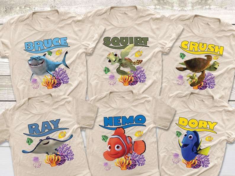 Finding Nemo Characters Shirts, Finding Dory Shirts, Crush Shirts