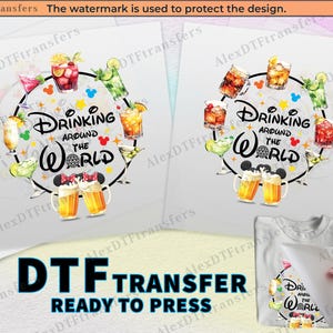 Disney Epcot Trinkt Rund Um Die Welt DTF Transfer, Epcot Trinkt Pressfertig, Print on Demand, Disney Epcot Shirts Dtf, Disney Print
