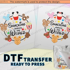 Disney Epcot Snacking Rund Um Die Welt DTF Transfer, Epcot Snacking Bereit zum Pressen, Print on Demand, Disney Epcot Shirts Dtf, Disney Print