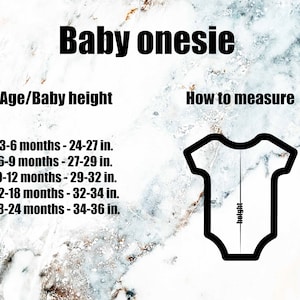 size chart of baby onesie
