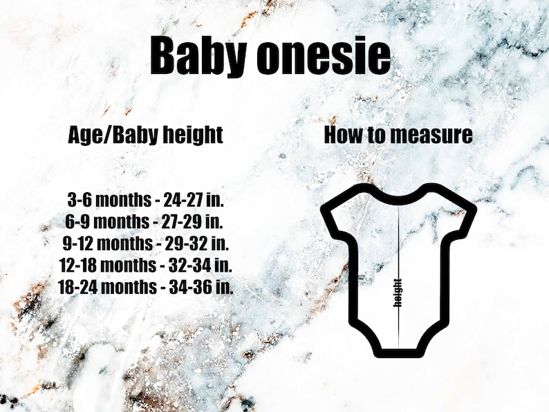 size chart of baby onesie
