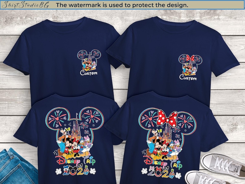 Personalized Disney vacation shirt showing custom name and text option