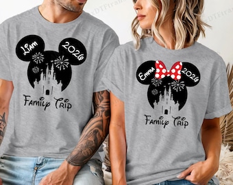 Camisetas personalizadas para viajes familiares a Disney, ideales para vacaciones en Disneyland 2026