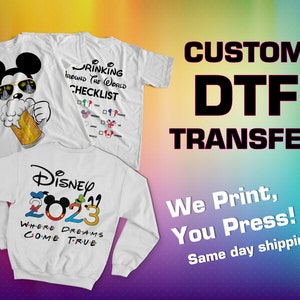 Dtf Transfers Ready to Press, Personalized DTF Print, Custom Image Transfer, DTF Prints, Personalized Heat Transfers, Gang Sheet Transfers