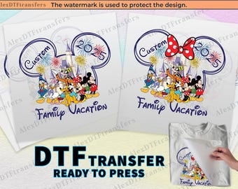 Personalized Disney Family Vacation 2025 DTF Transfers, Disney Trip dtf Ready to Press, Print on Demand Disneyland Shirts 2025, Disney Print