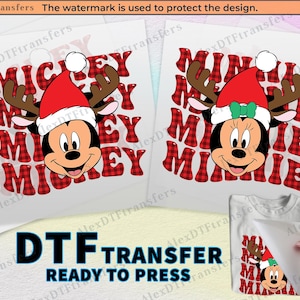 Mickey Mouse and Minnie Mouse Christmas DTF Transfer, Christmas Dtf Ready to Press, Print on Demand, Disney Christmas Dtf, Disney Print