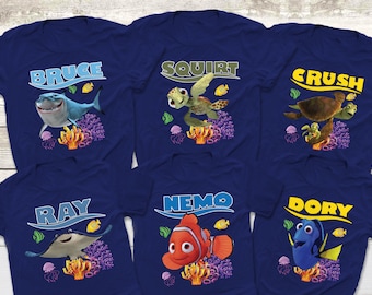 Finding Nemo Characters Shirts, Finding Dory Shirts, Crush Shirts, Squirt Shirt, Disneyworld Shirts, Magic Kingdom Shirts, Disney Shirts