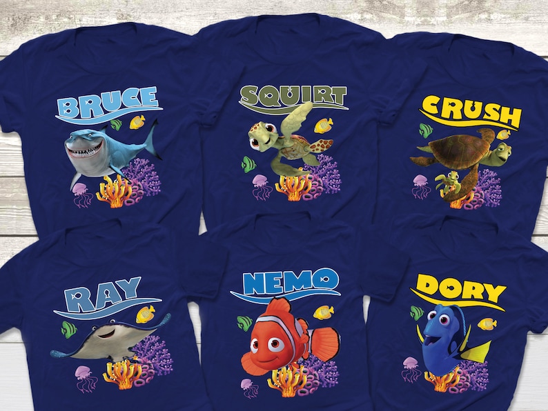 Finding Nemo Characters Shirts, Finding Dory Shirts, Crush Shirts