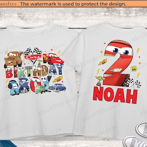 Personalizowana koszulka urodzinowa Disney Cars, koszulka Lightening McQueen, koszulka urodzinowa Disney, koszulki rodzinne Disney, personalizowane koszulki urodzinowe