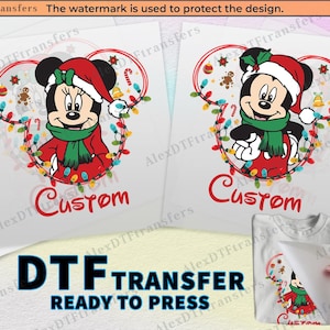 Custom Mickey Mouse and Minnie Mouse Christmas DTF Transfer, Christmas Dtf Ready to Press, Print on Demand Disney Christmas Dtf Disney Print