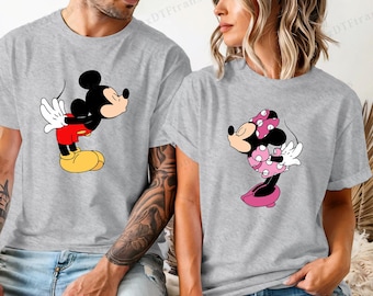 Classic Minnie Mickey Mouse Love Kiss Shirts, Disney Couple Shirts, Disney Honeymoon Shirt, Wife and Husband Shirts, Valentine's Day Shirts