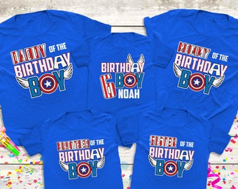 Personalisiertes Captain America Geburtstags-Shirt, Avengers Familienreise