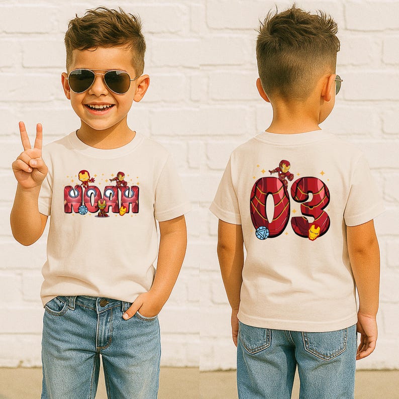 Custom Iron Man birthday shirt Avengers birthday boy tee