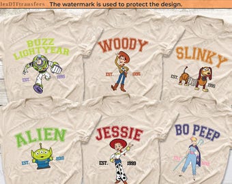 Koszulka z postaciami Disney Toy Story, Koszulka z szeryfem Woodym, Koszulka z Buzzem Lightyearem, Koszulka z rodziną Disneya, Koszulka z filmem Toy Story, Koszulka z Jessie