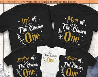 The Chosen One Birthday Party Birthday Shirt, Custom Wizard Birthday Shirt, Wizard School Birthday Shirt, Magic Birthday Family Shirt