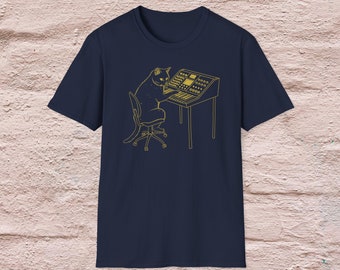 Human-Cat Synthesizer T-Shirt, modular synth, Cat in Space, moog, alternate fashion, modular, urban outfits, keyboard player