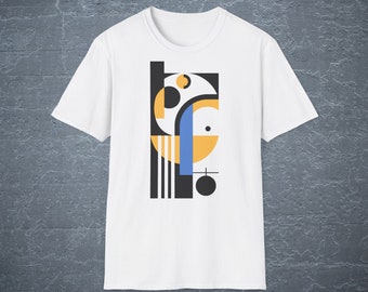 Camiseta Geométrica Forma Expresionista Arte Bauhaus, moda modernista, principios de diseño, expresiones creativas, composición, minimalismo