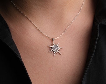 14k solid gold Unique Sun Necklace - Perfect choice for Mother's day gifts