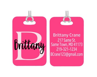 Personalized ID Tag, Luggage Tag, Bag Tag, Travel Bag Tag, Lunch Tag, Pool Bag Tag