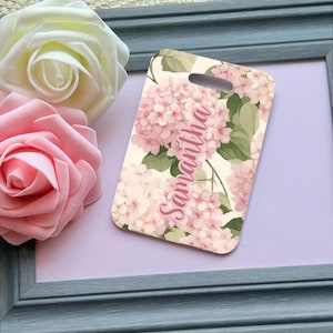 Personalized Hydrangea Luggage Tag: Floral Bag Tag, Girly Gifts