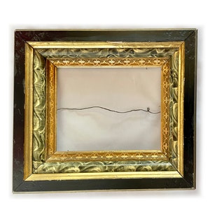 ANTIQUE EASTLAKE STENCILED Gilt, Marbled and Incised Ebonized Picture Frame,  ©1870