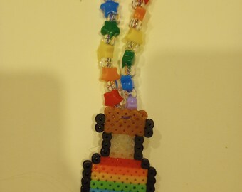 Collier perler en forme de potion arc-en-ciel