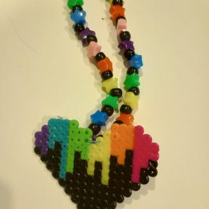 Dripping Heart Perler Necklace