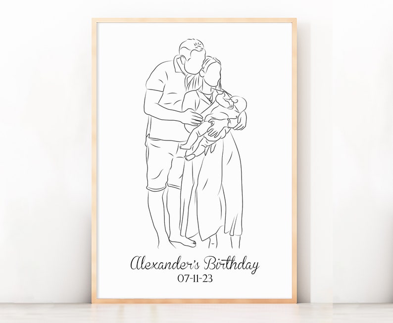 Mothers Day Gift For Mom Faceless Portrait Custom Gift For Mama One Line Drawing Gift For Her Unique Gift Idea Portrait From Photo Wall Art