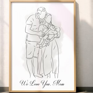 Dear Mom Letter Hand Drawn Mothers Day Gift One Line Drawing Gift For Mom Line Art Portrait From Photo Personalized Gift For Her Letter Note