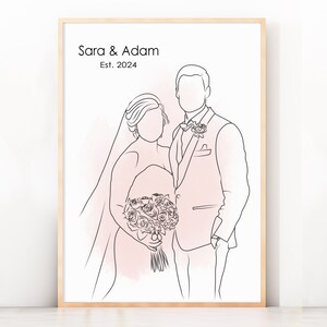 Wedding Gift For Her One Line Drawing Portrait From Photo Gift For Him Custom Couple Gift Anniversary Gift Personalized Last Minute Gift