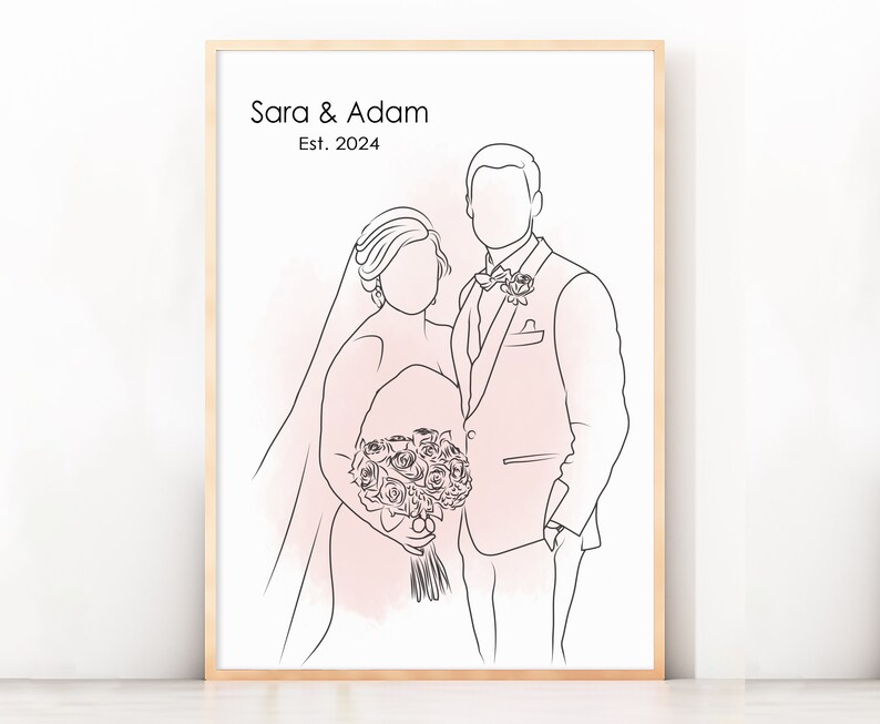 Wedding Gift For Her One Line Drawing Portrait From Photo Gift For Him Custom Couple Gift Anniversary Gift Personalized Last Minute Gift