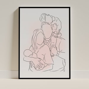 Dear Mom Letter Hand Drawn Mothers Day Gift One Line Drawing Gift For Mom Line Art Portrait From Photo Personalized Gift For Her Letter Note