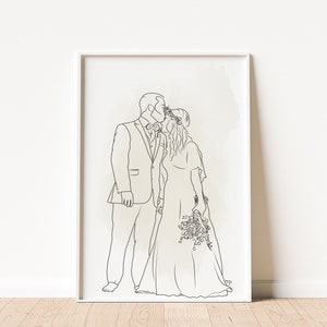 Wedding Gift For Her One Line Drawing Portrait From Photo Gift For Him Custom Couple Gift Anniversary Gift Personalized Last Minute Gift