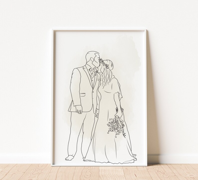 Wedding Gift For Her One Line Drawing Portrait From Photo Gift For Him Custom Couple Gift Anniversary Gift Personalized Last Minute Gift