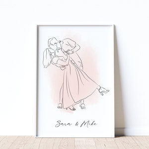 Cadeau fête des mères Portrait de famille à partir d'une photo Dessin au trait Cadeau de dernière minute pour elle Mariage personnalisé Cadeau couple Pour lui Cadeau personnalisé image 7