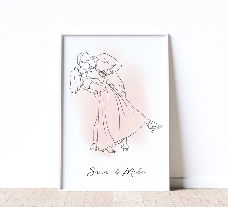 Cadeau fête des mères Portrait de famille à partir d'une photo Dessin au trait Cadeau de dernière minute pour elle Mariage personnalisé Cadeau couple Pour lui Cadeau personnalisé image 7