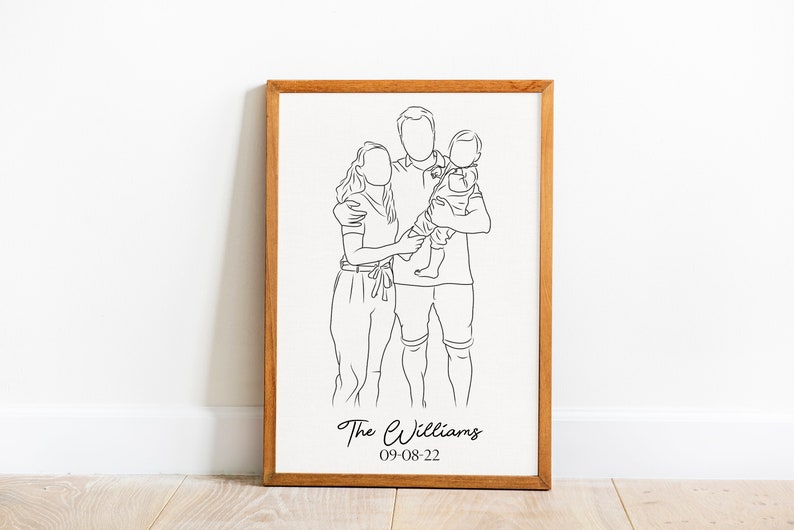 Mothers Day Gift For Mom Faceless Portrait Custom Gift For Mama One Line Drawing Gift For Her Unique Gift Idea Portrait From Photo Wall Art