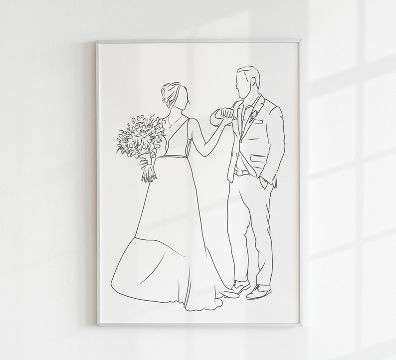 Wedding Gift For Her One Line Drawing Portrait From Photo Gift For Him Custom Couple Gift Anniversary Gift Personalized Last Minute Gift