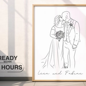 Wedding Gift For Her One Line Drawing Portrait From Photo Gift For Him Custom Couple Gift Anniversary Gift Personalized Last Minute Gift