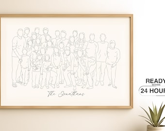Last Minute Gift For Family Portrait From Photo Line Drawing Mothers Day Gift For Her Custom Wedding Couple Gift For Him Personalized Gift