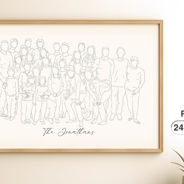 Last Minute Gift For Family Portrait From Photo Line Drawing Mothers Day Gift For Her Custom Wedding Couple Gift For Him Personalized Gift