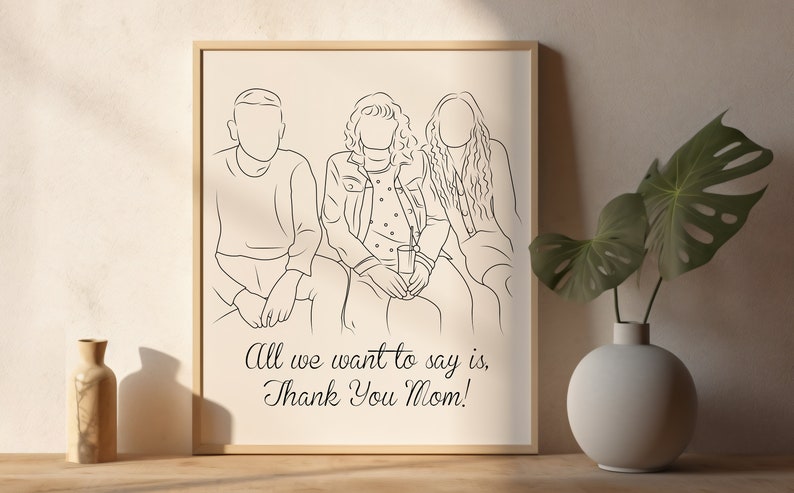 Dear Mom Letter Hand Drawn Mothers Day Gift One Line Drawing Gift For Mom Line Art Portrait From Photo Personalized Gift For Her Letter Note