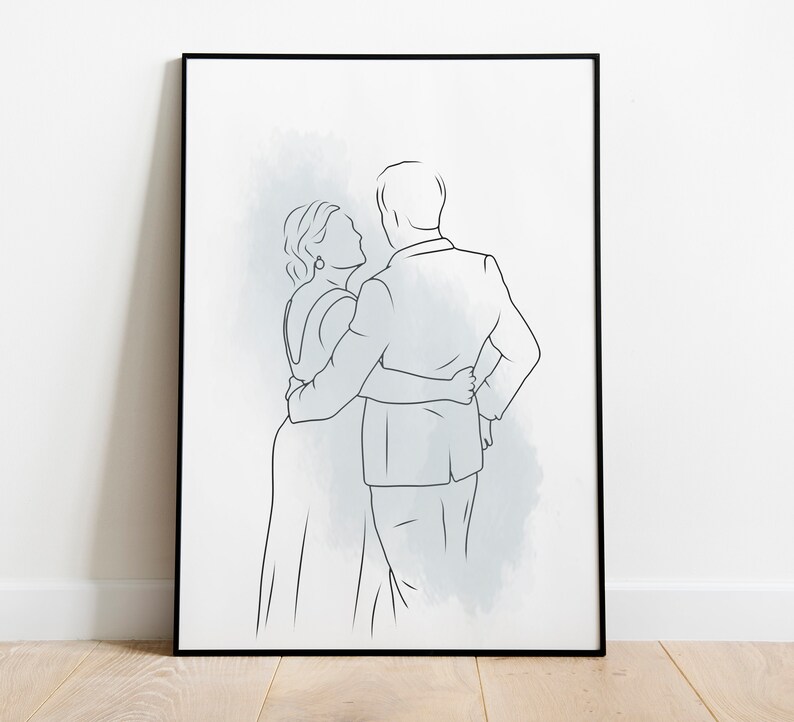 Wedding Gift For Her One Line Drawing Portrait From Photo Gift For Him Custom Couple Gift Anniversary Gift Personalized Last Minute Gift