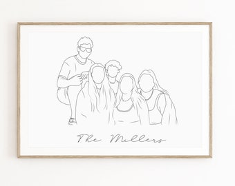 Mothers Day Gift Family Portrait From Photo Line Drawing Last Minute Gift for Her Custom Wedding Couple Gift For Him Personalized Gift