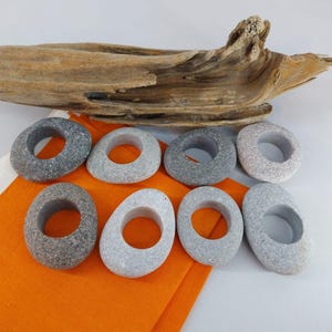 Large Natural Stone Napkin Ring. Set of 8pieces. Beach Stone With Large Hole .Airplant Holder. Drilled Sea Rock For Aquarium.NR#1
