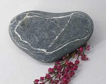 Very Rare Heart Shaped Beach Stone With Stripes.Wishing Stone.Natural Striped Sea Stone.Large Wish Stone #2